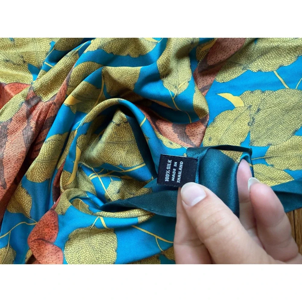 JIM THOMPSON Junglecore Sarari Silk Scarf Women Teal Tiger Twill Printed Scarf